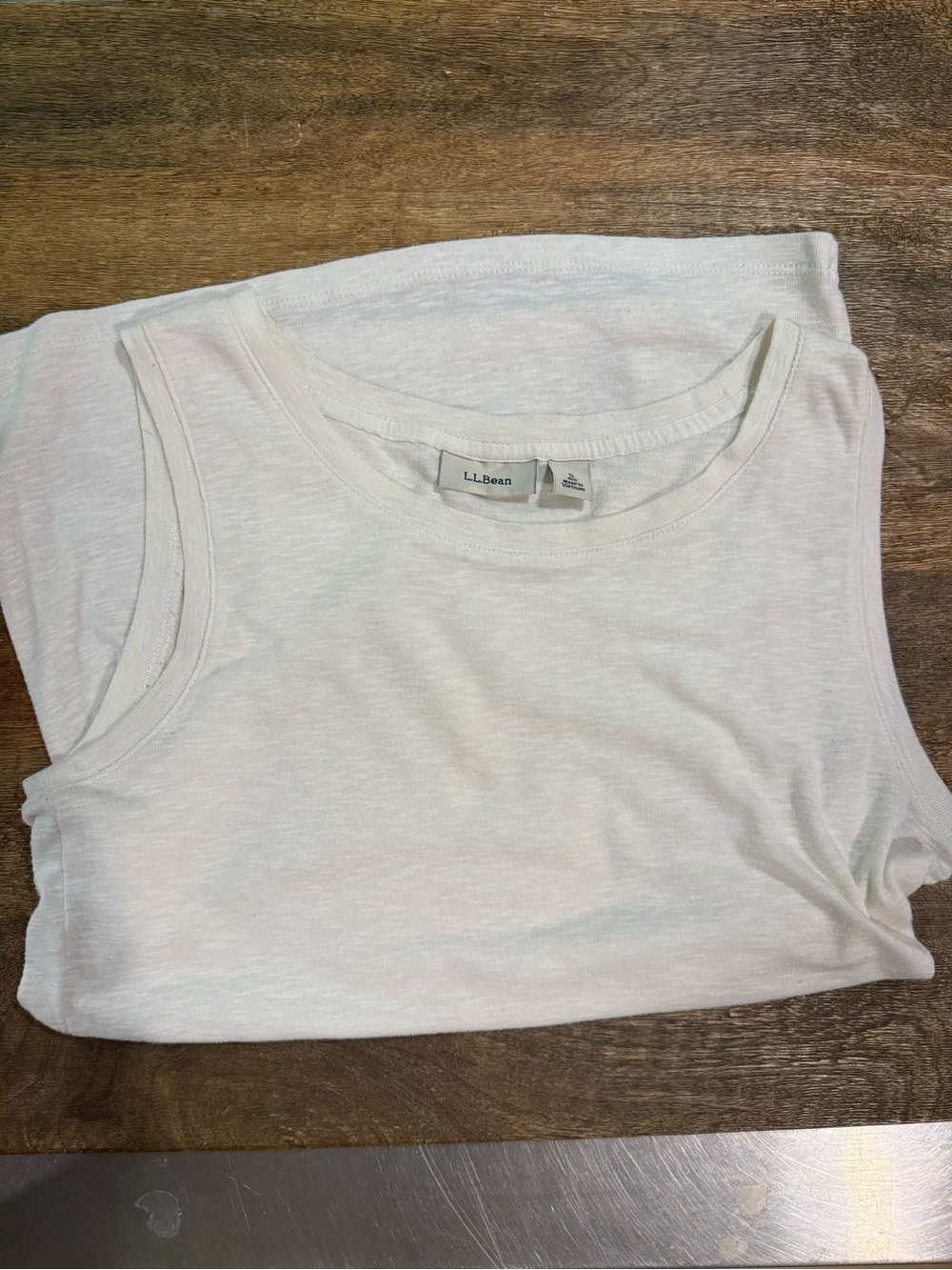 L.L. Bean Ivory Ribbed Sleeveless Tank Top